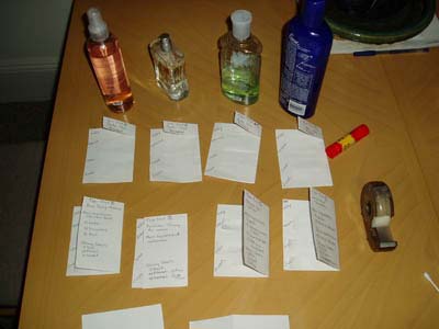 Making scented inserts Photo of materials needed