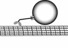 Illustration of a molecular motor in black and white. Black and white illustration of a motor