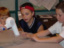 Children watching an experiment