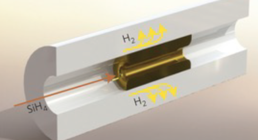 3D rendering of Amorphous silicon wires embedded in silica templates